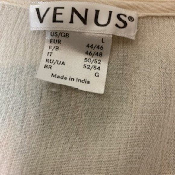 Venus Boho Style Womens Lrg Blouse white with delicate blue embroidery Details - Picture 7 of 9